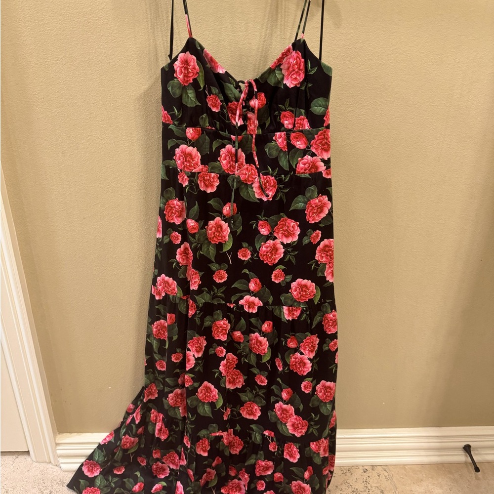 Alice & Olivia cotton maxi dress. Polished cotton, spaghetti straps.